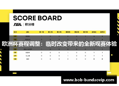 欧洲杯赛程调整：临时改变带来的全新观赛体验